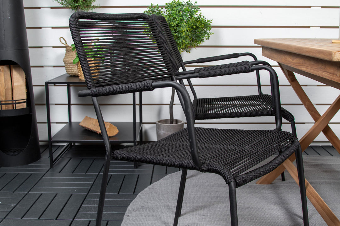 Venture Home Kenya Dining Table 120*70*H75 - Teak+Lindos Armchair - Black Alu / Black Rope_4