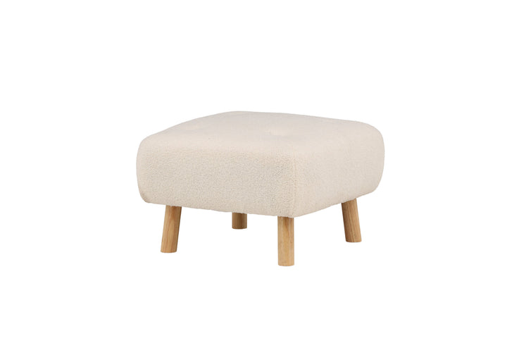 Venture Home Salina Ottoman/Pouf - White Wash / White Boucle