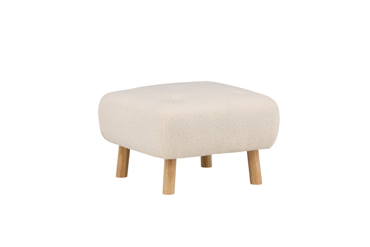 Venture Home Salina Ottoman/Pouf - White Wash / White Boucle