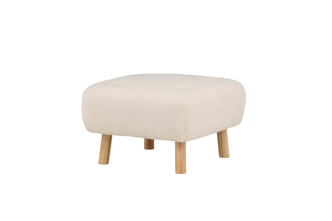 Venture Home Salina Ottoman/Pouf - White Wash / White Boucle
