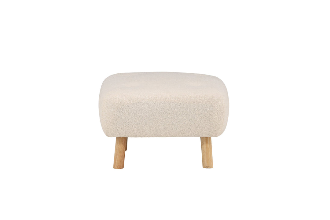 Venture Home Salina Ottoman/Pouf - White Wash / White Boucle