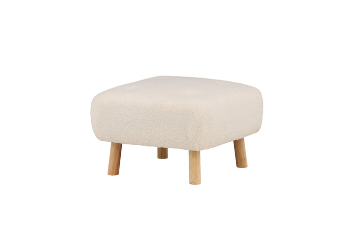 Venture Home Salina Ottoman/Pouf - White Wash / White Boucle