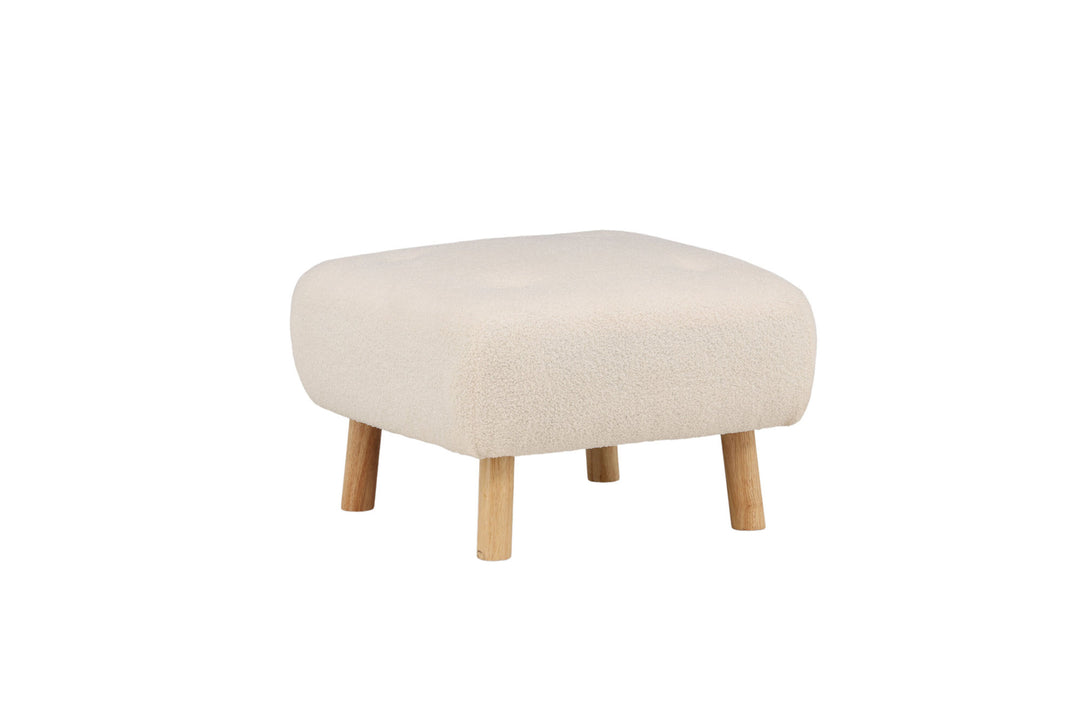 Venture Home Salina Ottoman/Pouf - White Wash / White Boucle