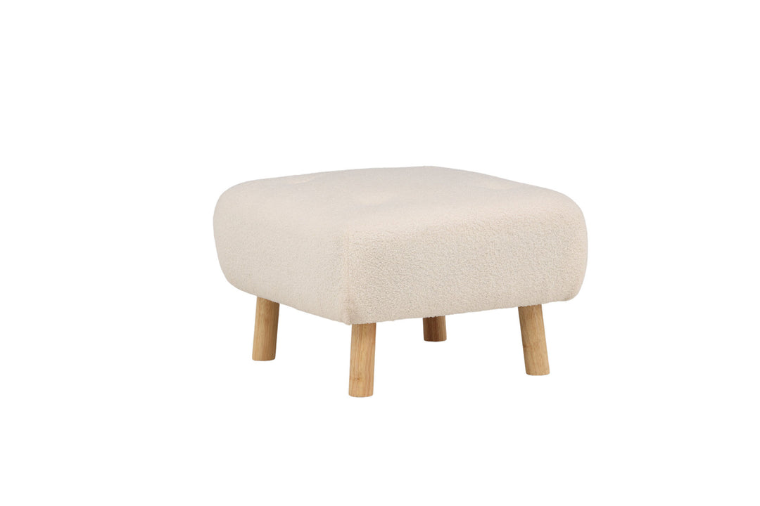Venture Home Salina Ottoman/Pouf - White Wash / White Boucle