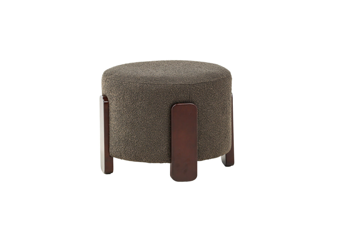 Venture Home Coffey Ottoman/Pouf - Dark brown / Coffee/Grey Boucle