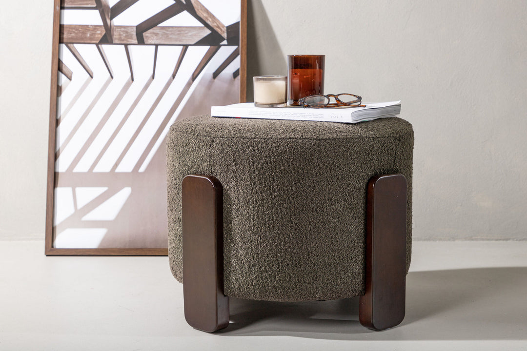 Venture Home Coffey Ottoman/Pouf - Dark brown / Coffee/Grey Boucle