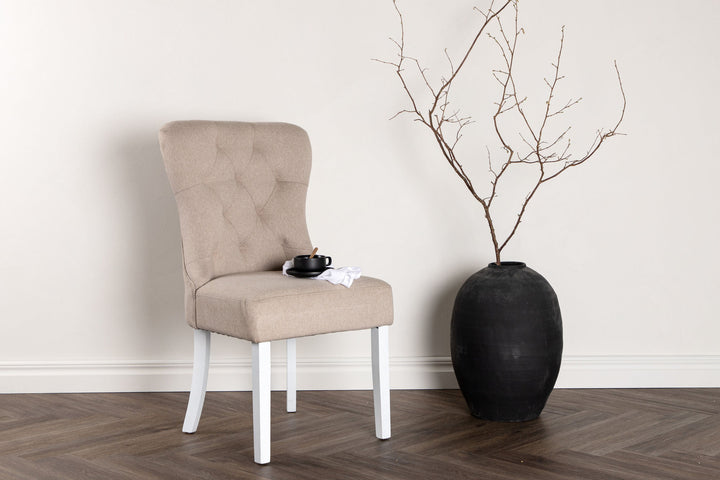 Venture Home Vista Dining Chair 2-pack  -  White / Beige Linen