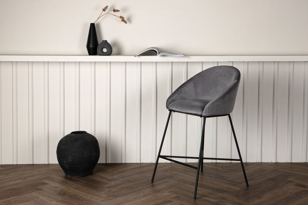Venture Home Velvet Bar Chair - Black / Dark Grey Velvet