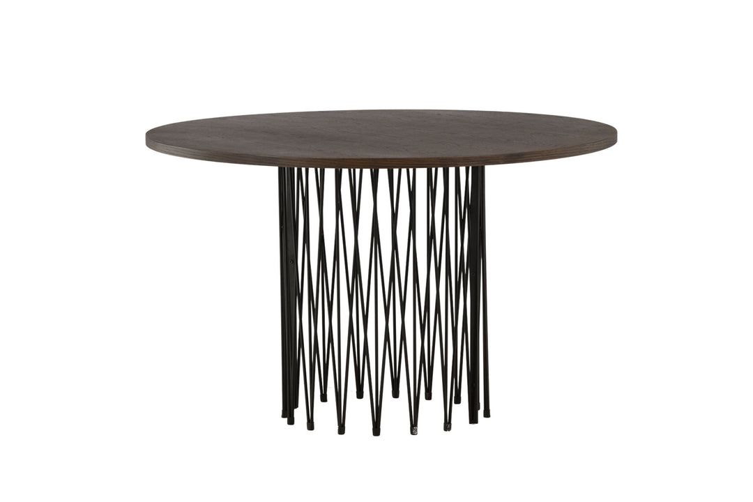 Furniture Fashion Stone round Dining Table - Black / Mocca Veneer