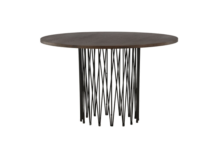 Furniture Fashion Stone round Dining Table - Black / Mocca Veneer
