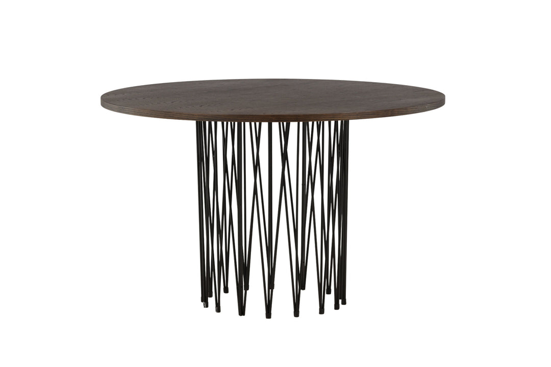 Furniture Fashion Stone round Dining Table - Black / Mocca Veneer