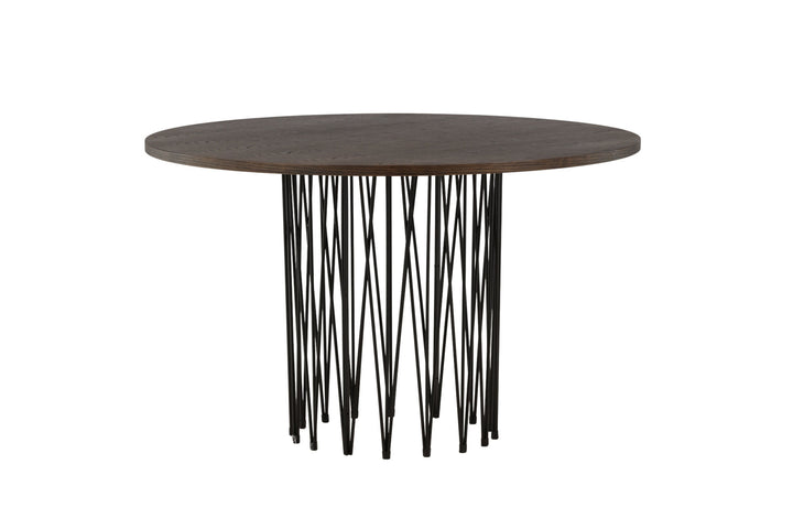 Furniture Fashion Stone round Dining Table - Black / Mocca Veneer