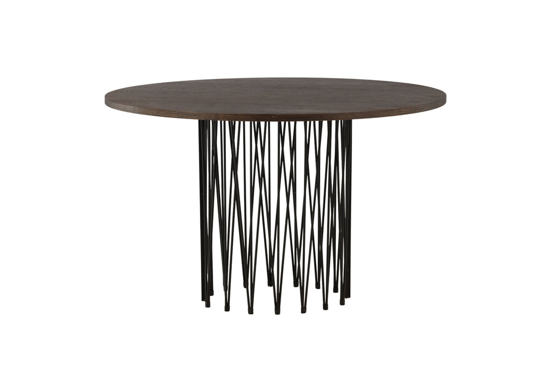Furniture Fashion Stone round Dining Table - Black / Mocca Veneer