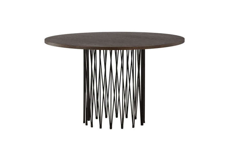 Furniture Fashion Stone round Dining Table - Black / Mocca Veneer