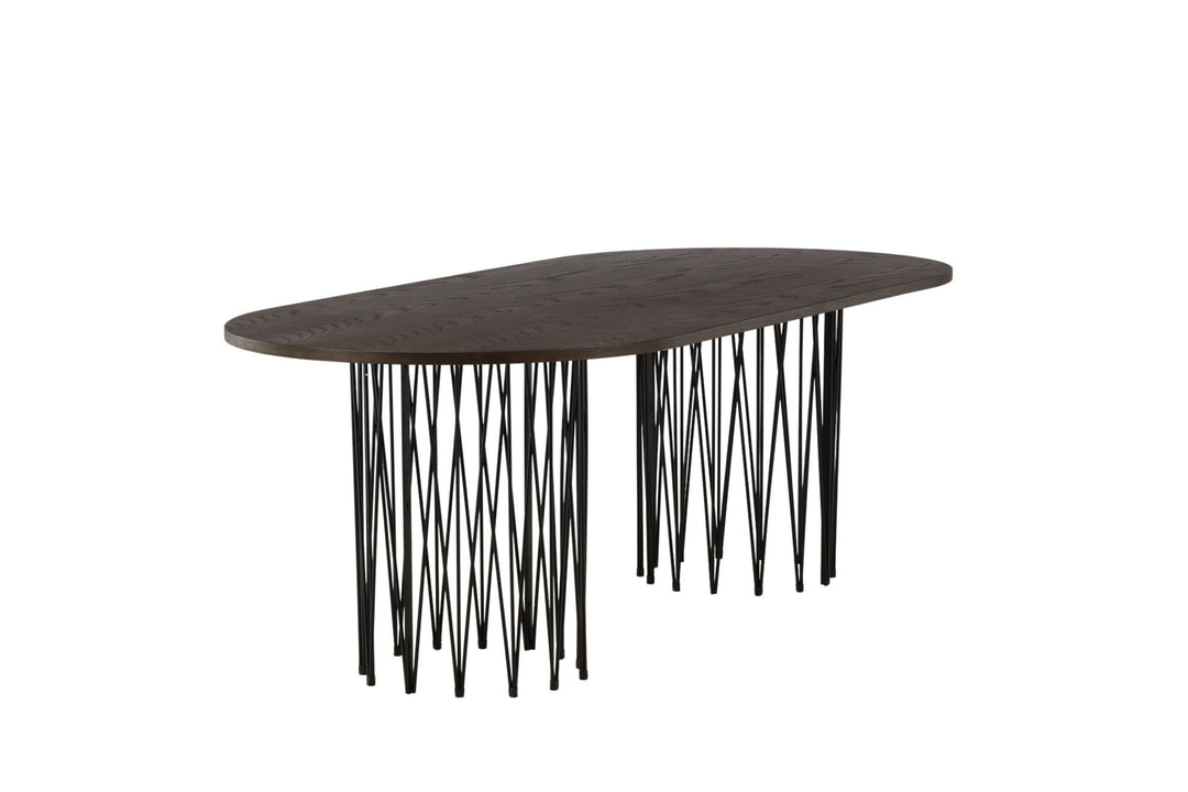 Furniture Fashion Stone oval Dining Table - Black / Mocca Veneer
