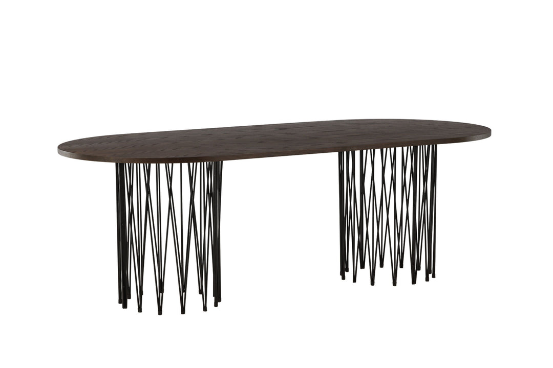 Furniture Fashion Stone oval Dining Table - Black / Mocca Veneer