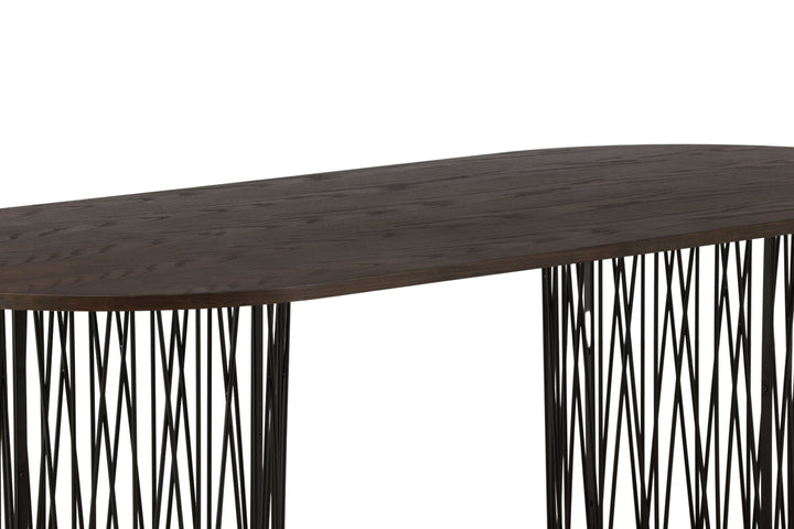 Furniture Fashion Stone oval Dining Table - Black / Mocca Veneer
