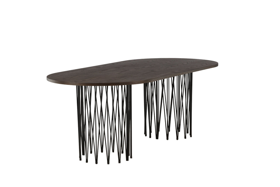 Furniture Fashion Stone oval Dining Table - Black / Mocca Veneer