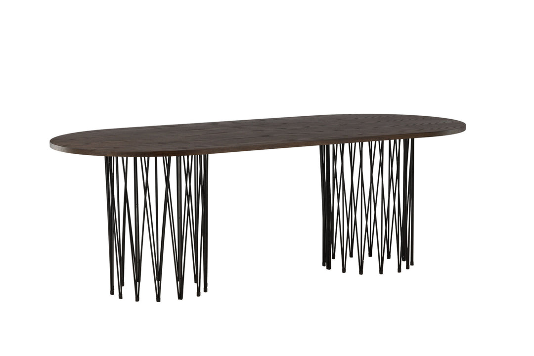 Furniture Fashion Stone oval Dining Table - Black / Mocca Veneer