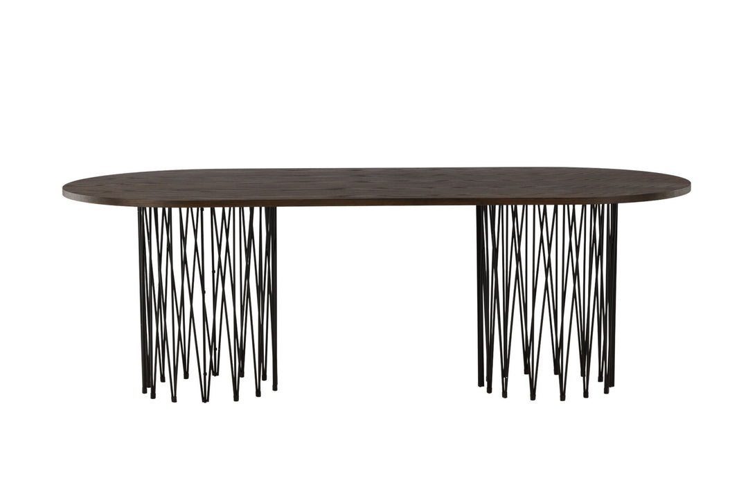 Furniture Fashion Stone oval Dining Table - Black / Mocca Veneer