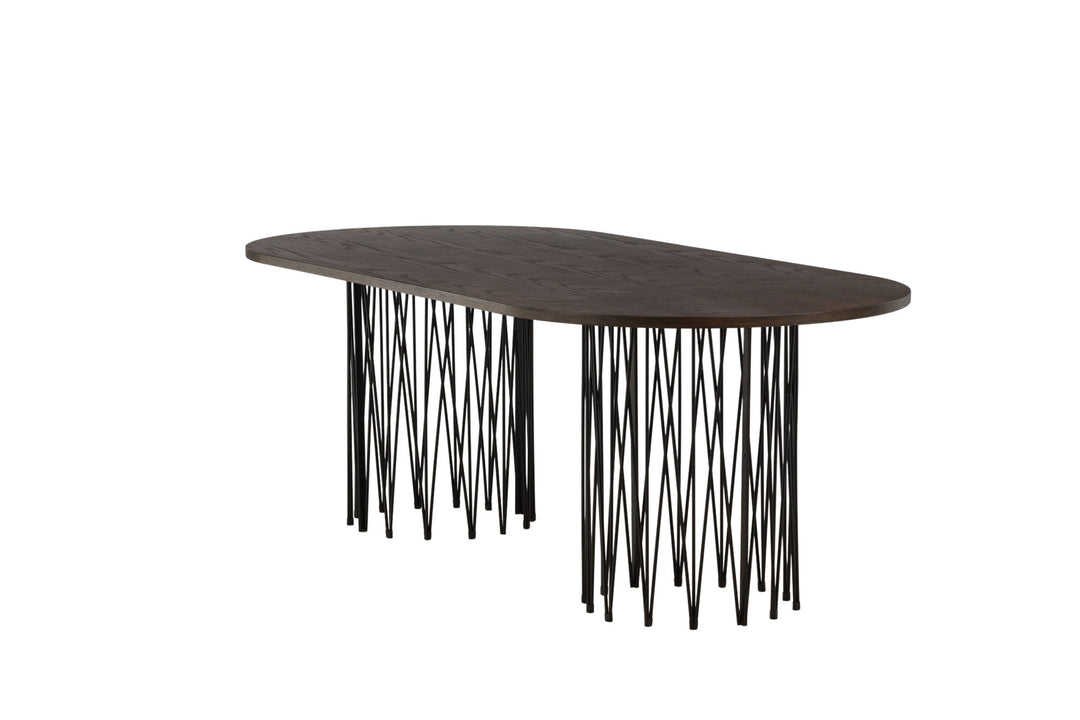 Furniture Fashion Stone oval Dining Table - Black / Mocca Veneer