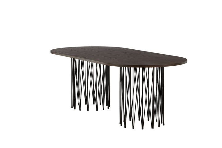 Furniture Fashion Stone oval Dining Table - Black / Mocca Veneer