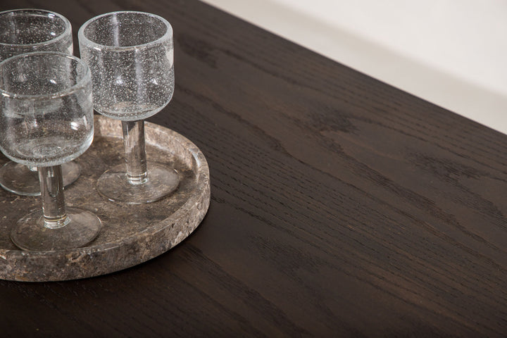 Furniture Fashion Stone oval Dining Table - Black / Mocca Veneer