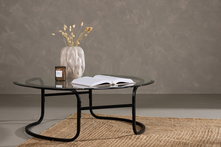 Furniture Fashion Lomma Sofa Table - Black / Clear glass