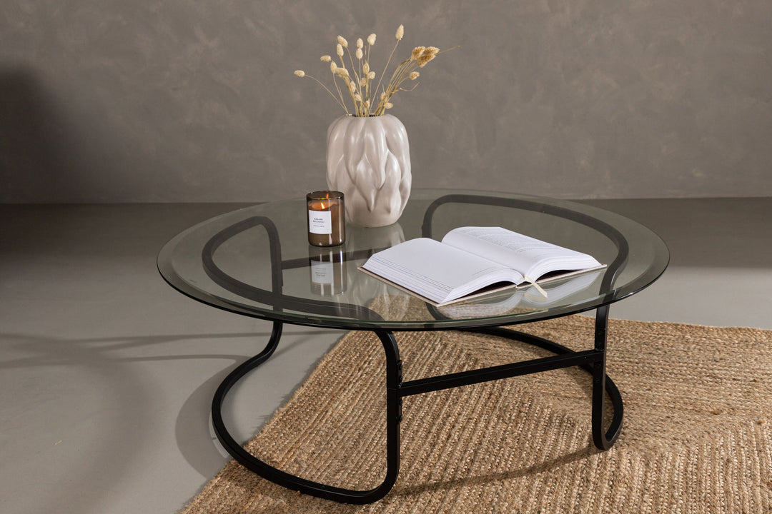 Furniture Fashion Lomma Sofa Table - Black / Clear glass