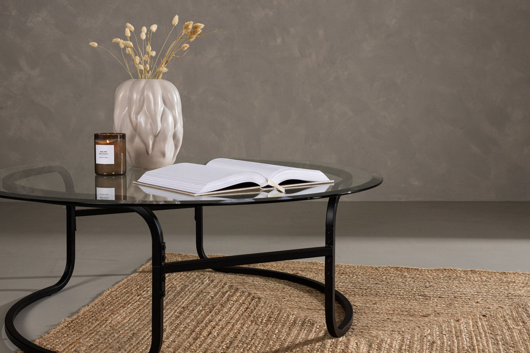 Furniture Fashion Lomma Sofa Table - Black / Clear glass
