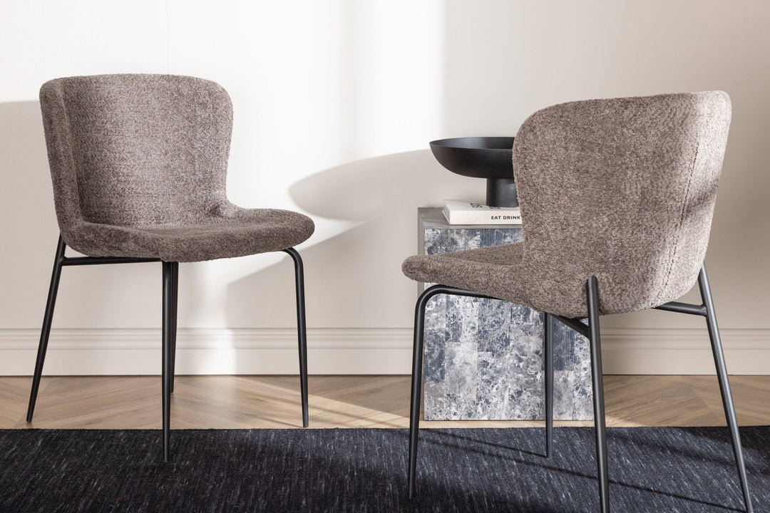 Venture Home Modesto Dining Chair 2-pack - Black / Brown Boucle
