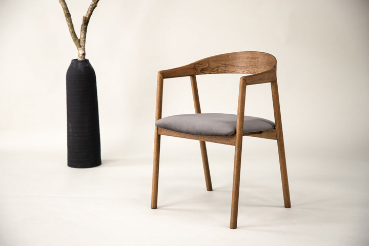 Vind Långön Dining Chair 2-pack - Natural / Brown Fabric