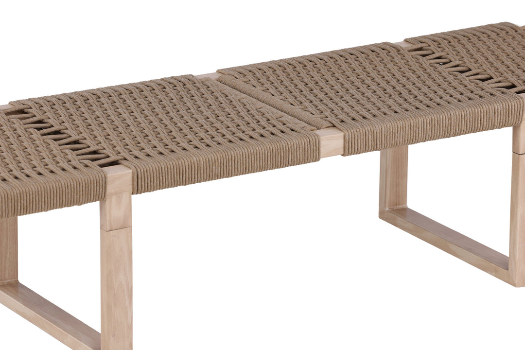 Vind Ängön Bench - Whitewash / Light Natural Rope