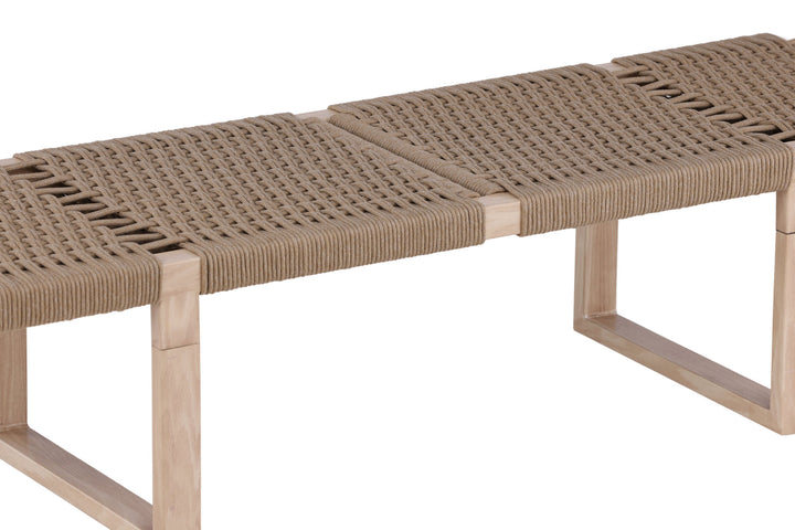 Vind Ängön Bench - Whitewash / Light Natural Rope