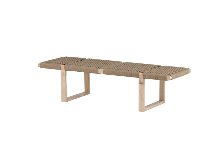 Vind Ängön Bench - Whitewash / Light Natural Rope