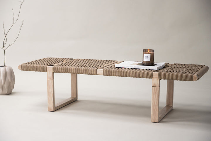 Vind Ängön Bench - Whitewash / Light Natural Rope