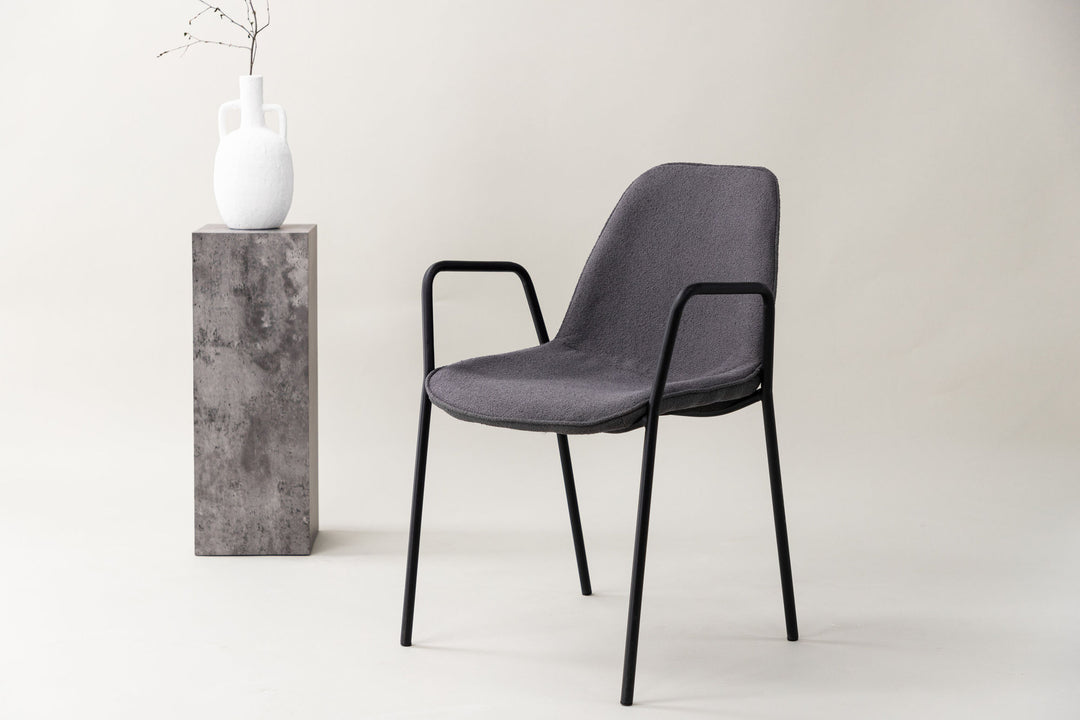 Vind Klädesholmen Dining Chair 2-pack - Black / Dark Grey Boucle