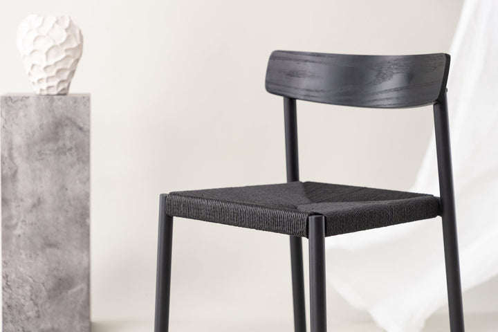 Vind Malmön Dining Chair - Black / Black Rope