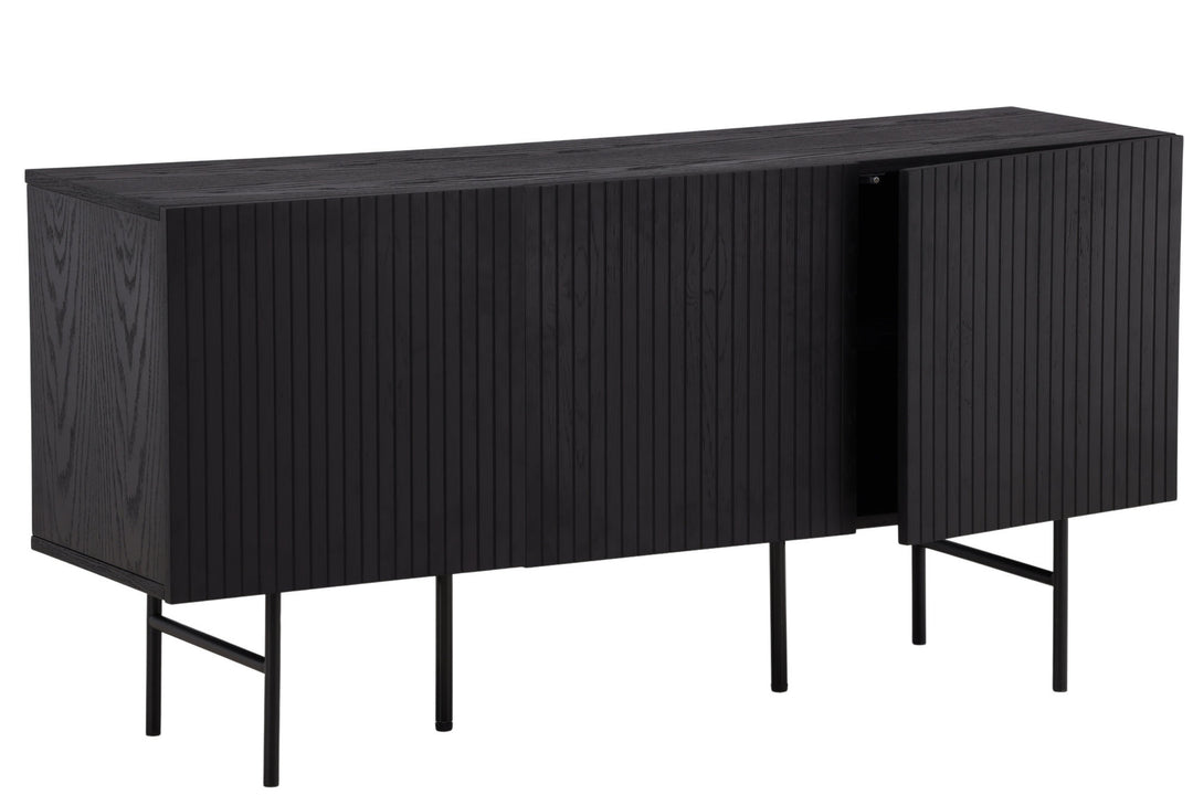 Vind Björkön Low Cabinet Storage - Black / Oak/faneer
