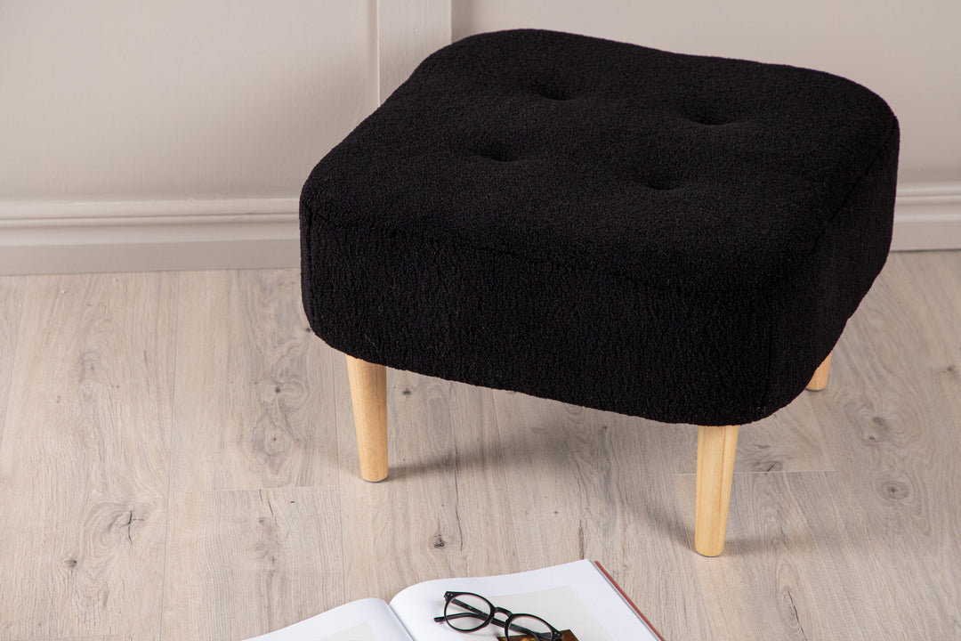 Venture Home Salina Ottoman/Pouf - Oaklook / Black Fleece