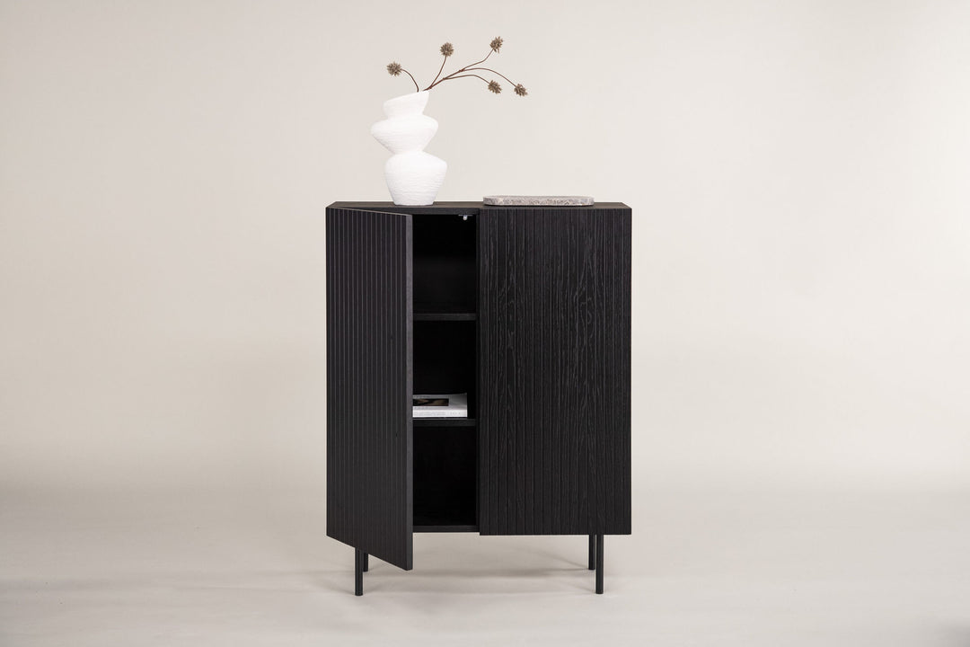 Vind Björkön High Cabinet Storage - Black / Oak/faneer