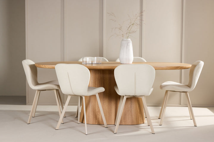Venture Home Stjärnö Table - Nature with 6 Lilja Chair - Beige