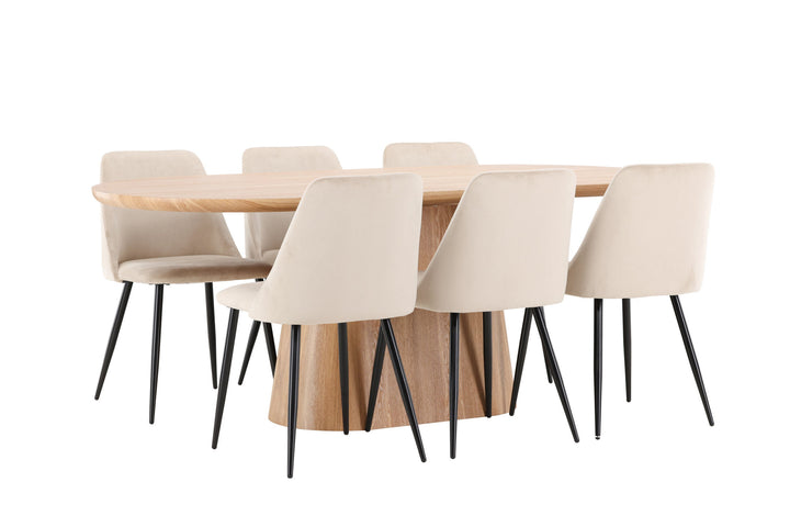 Venture Home Stjärnö Table - Nature with 6 Night Chair - Black / Beige