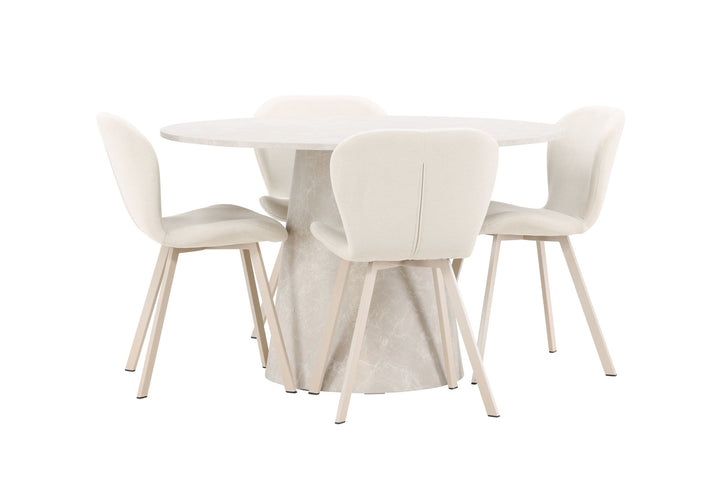 Venture Home Lanzo Table - Beige with 4 Lilja Chair - Beige