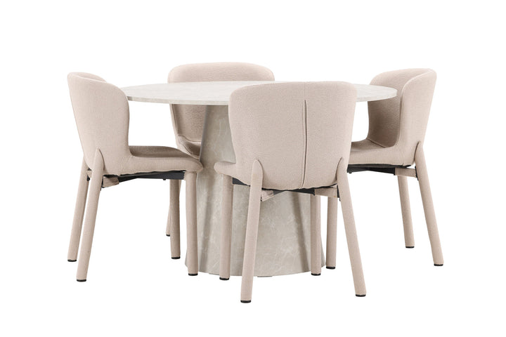 Venture Home Lanzo Table - Beige with 4 Astoria Chair - Beige