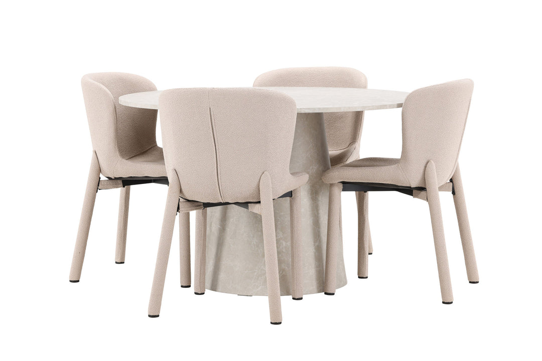 Venture Home Lanzo Table - Beige with 4 Astoria Chair - Beige