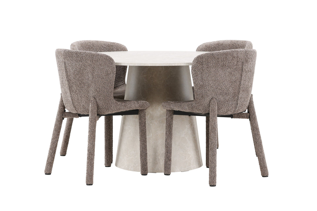 Venture Home Lanzo Table - Beige with 4 Astoria Chair - Brown