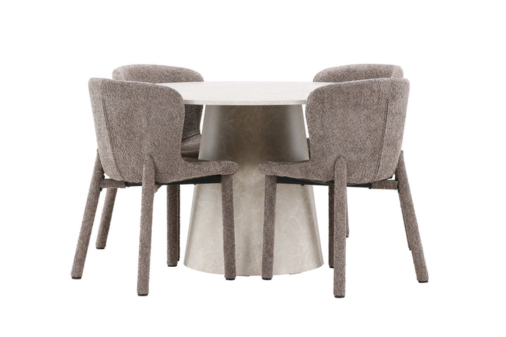 Venture Home Lanzo Table - Beige with 4 Astoria Chair - Brown