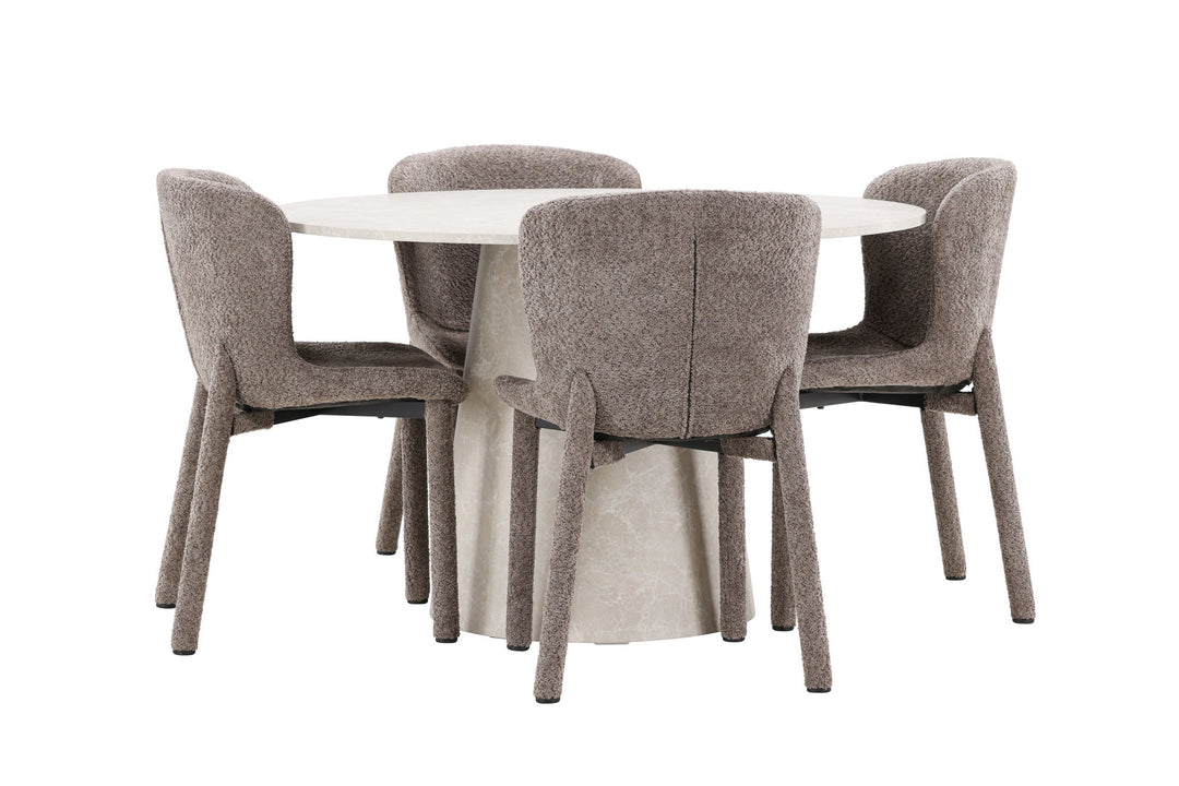 Venture Home Lanzo Table - Beige with 4 Astoria Chair - Brown