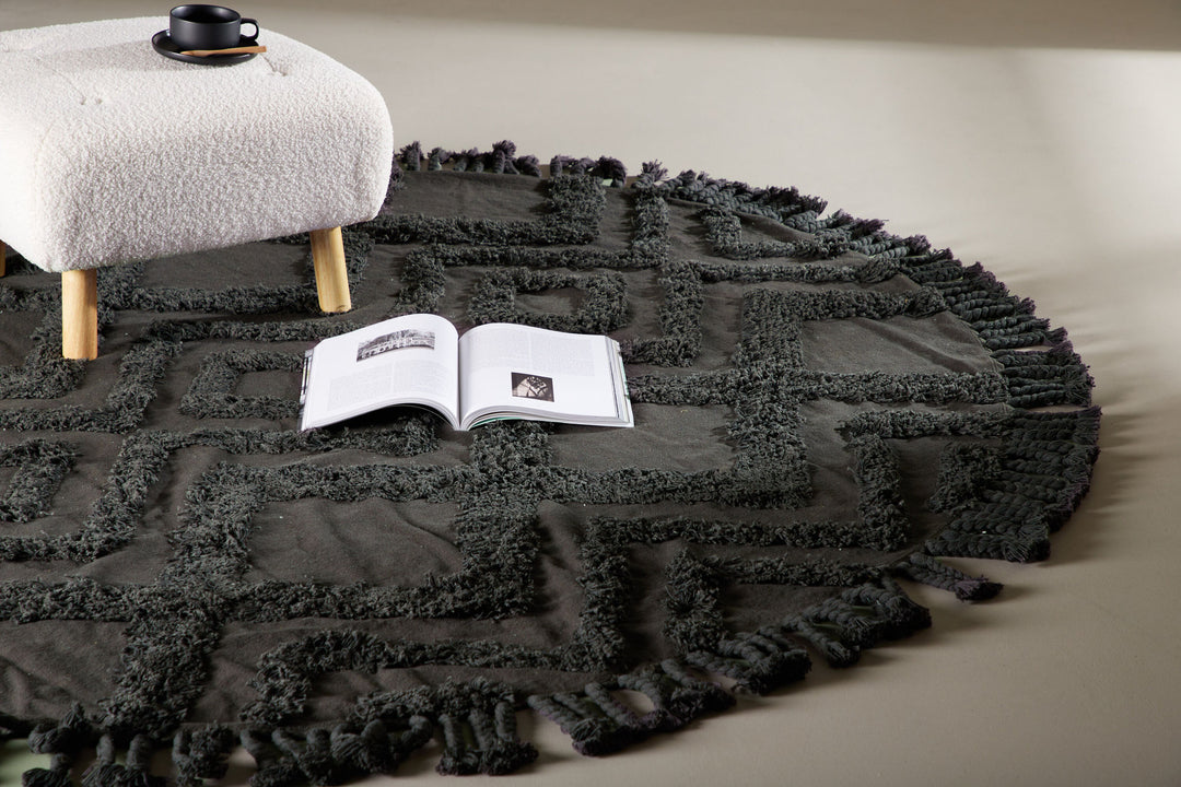 Venture Home Hilma Cotton - 200*200- -Round-Dark grey